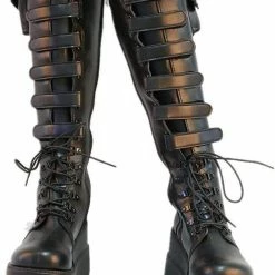 Nuheel® Women's Black Over The Knee Platform Chunky Thigh Wedge Buckle Side-Zip Lace-Up Boots Woman