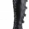 Nuheel® Women's Black Over The Knee Platform Chunky Thigh Wedge Buckle Side-Zip Lace-Up Boots Woman