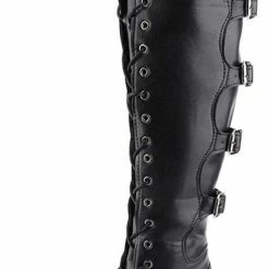 Nuheel® Women's Black Over The Knee Platform Chunky Thigh Wedge Buckle Side-Zip Lace-Up Boots Woman