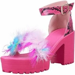 Nuheel® Womens Platform Sandals Chunky Heel Open Toe Strap High Heeled Dress Pumps