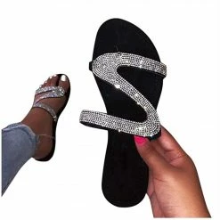 Nuheel® Woman Sandal For Women Rhinestone Comfy Flat Flops Crystal Sandals 32 Nuheel® Woman Sandal For Women Rhinestone Comfy Flat Flops Crystal Sandals