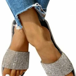 Nuheel® Sandal For Women Rhinestone Comfy Flat Flops Crystal Sandals