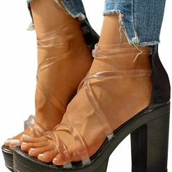 Nuheel® Women's Open Toe Sandals Summer Wedding Dress Heels Sandals Ankle Strap Chunky High Pump Shoes Woman