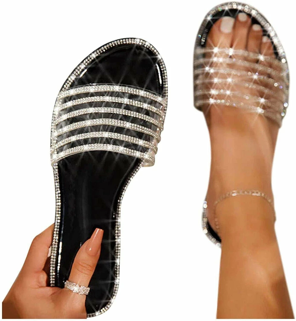 Nuheel® Sandal For Women Rhinestone Comfy Flat Flops Crystal Sandals Woman 3 Nuheel® Sandal For Women Rhinestone Comfy Flat Flops Crystal Sandals Woman
