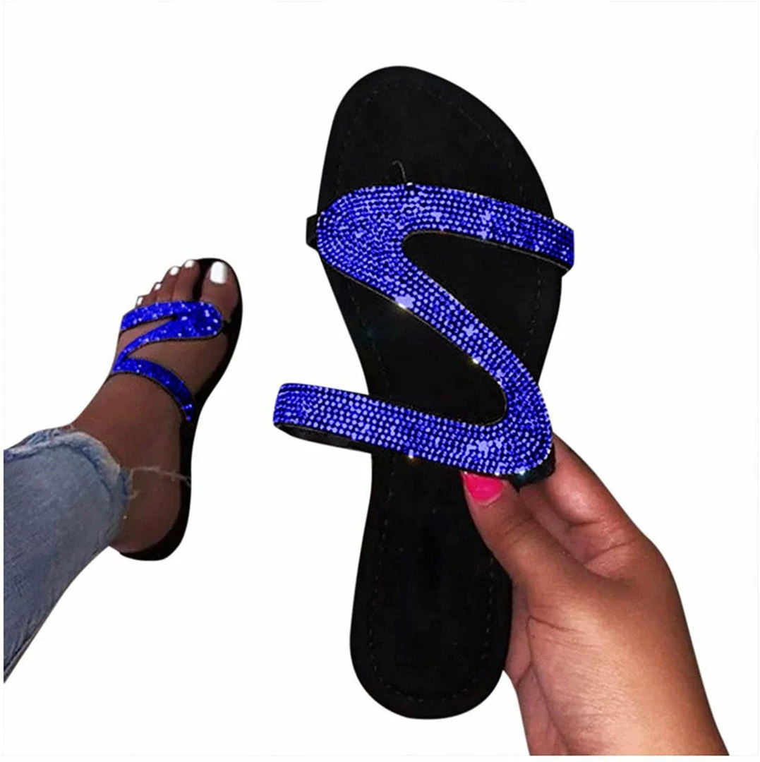 Nuheel® Woman Sandal For Women Rhinestone Comfy Flat Flops Crystal Sandals 6 Nuheel® Woman Sandal For Women Rhinestone Comfy Flat Flops Crystal Sandals