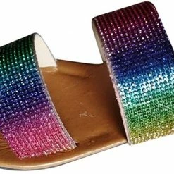 Nuheel® Woman Sandal For Women Rhinestone Comfy Flat Flops Crystal Sandals