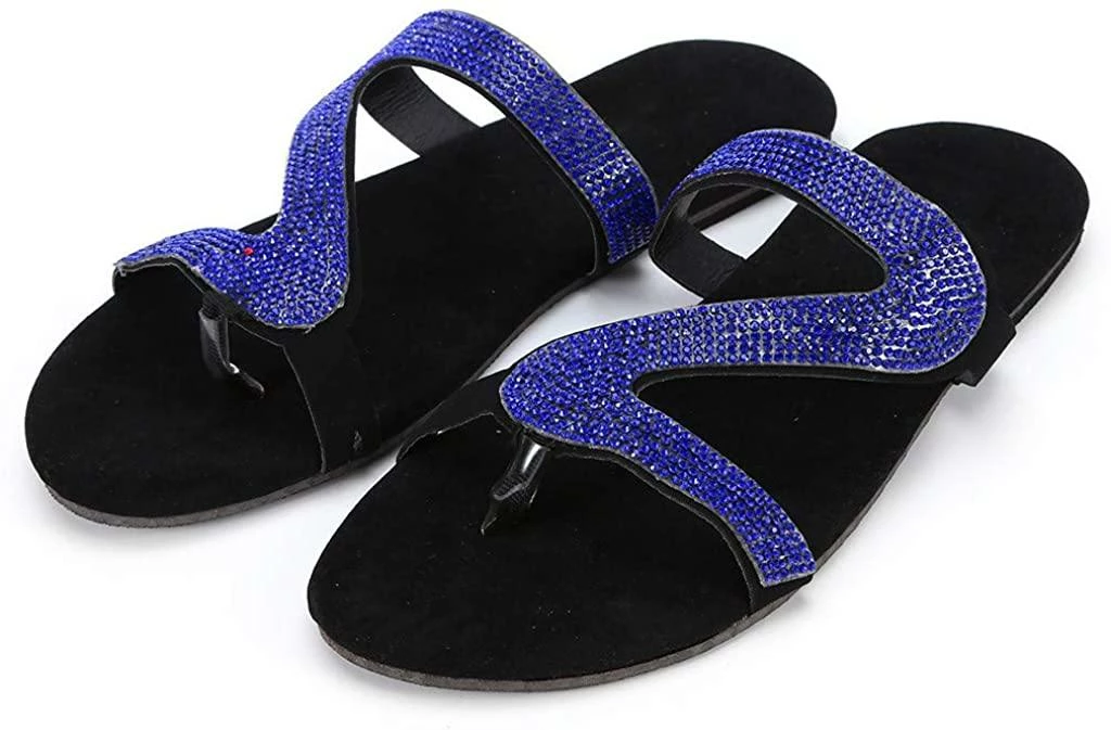 Nuheel® Woman Sandal For Women Rhinestone Comfy Flat Flops Crystal Sandals 7 Nuheel® Woman Sandal For Women Rhinestone Comfy Flat Flops Crystal Sandals