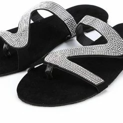 Nuheel® Woman Sandal For Women Rhinestone Comfy Flat Flops Crystal Sandals 33 Nuheel® Woman Sandal For Women Rhinestone Comfy Flat Flops Crystal Sandals