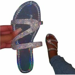 Nuheel® Woman Sandal For Women Rhinestone Comfy Flat Flops Crystal Sandals 36 Nuheel® Woman Sandal For Women Rhinestone Comfy Flat Flops Crystal Sandals
