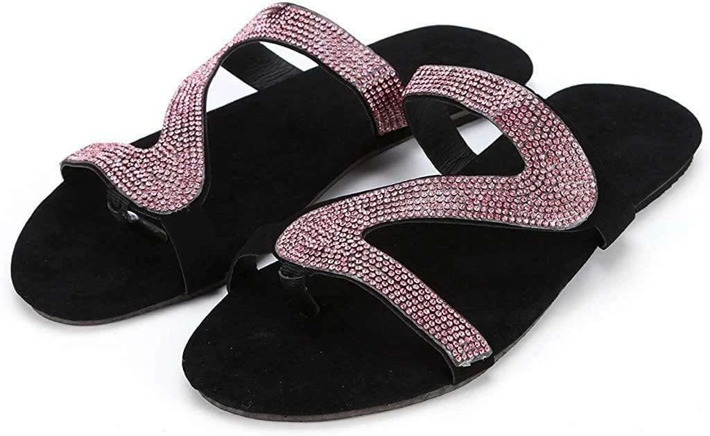 Nuheel® Woman Sandal For Women Rhinestone Comfy Flat Flops Crystal Sandals 11 Nuheel® Woman Sandal For Women Rhinestone Comfy Flat Flops Crystal Sandals