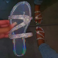 Nuheel® Woman Sandal For Women Rhinestone Comfy Flat Flops Crystal Sandals 37 Nuheel® Woman Sandal For Women Rhinestone Comfy Flat Flops Crystal Sandals