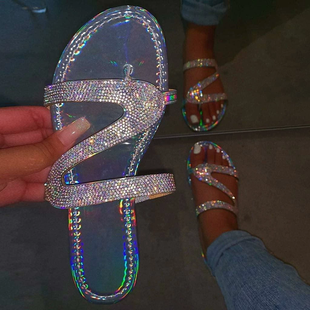 Nuheel® Woman Sandal For Women Rhinestone Comfy Flat Flops Crystal Sandals 19 Nuheel® Woman Sandal For Women Rhinestone Comfy Flat Flops Crystal Sandals