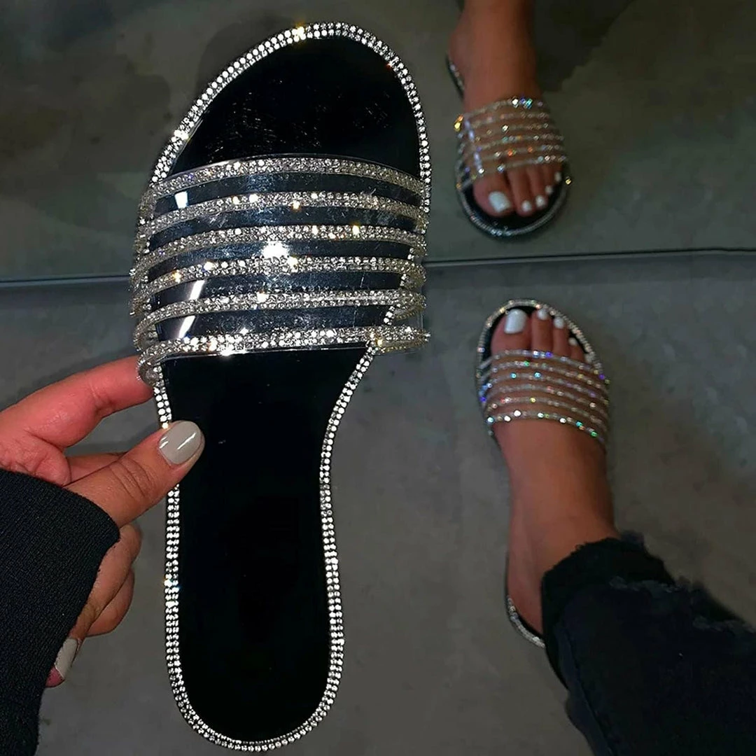Nuheel® Sandal For Women Rhinestone Comfy Flat Flops Crystal Sandals Woman 4 Nuheel® Sandal For Women Rhinestone Comfy Flat Flops Crystal Sandals Woman