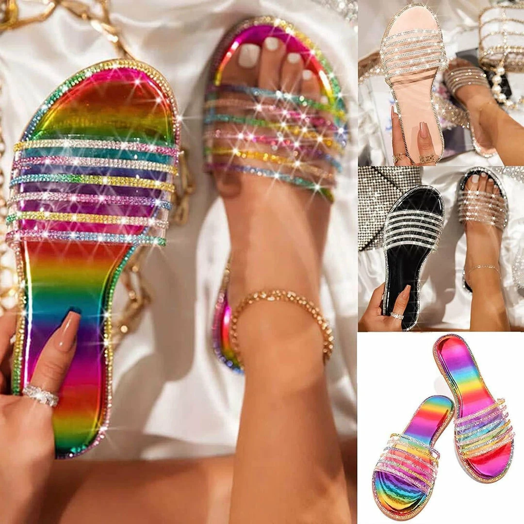 Nuheel® Sandal For Women Rhinestone Comfy Flat Flops Crystal Sandals Woman 6 Nuheel® Sandal For Women Rhinestone Comfy Flat Flops Crystal Sandals Woman