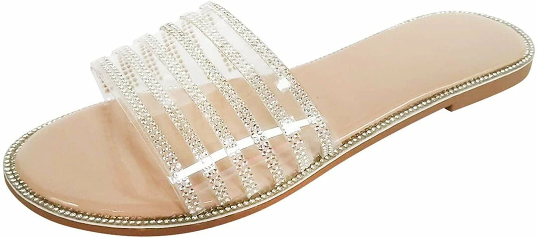 Nuheel® Sandal For Women Rhinestone Comfy Flat Flops Crystal Sandals Woman 10 Nuheel® Sandal For Women Rhinestone Comfy Flat Flops Crystal Sandals Woman
