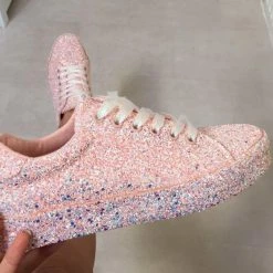 Nuheel® Women Lace Up Sneakers Glitter Autumn Flat Vulcanized Casual Fashion Platform Shoes Woman