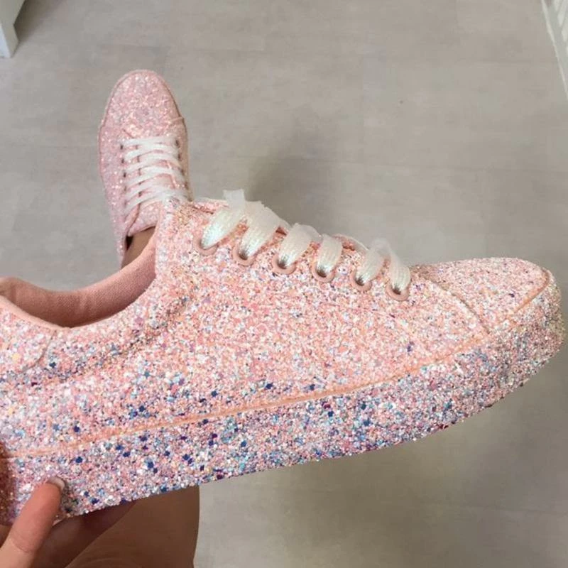Nuheel® Women Lace Up Sneakers Glitter Autumn Flat Vulcanized Casual Fashion Platform Shoes Woman 4 Nuheel® Women Lace Up Sneakers Glitter Autumn Flat Vulcanized Casual Fashion Platform Shoes Woman