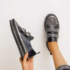 Nuheel® Woman Women Rhinestone Casual Daily Magic Tape Sneakers Thick Lazy Flat Shoes 15 Nuheel® Woman Women Rhinestone Casual Daily Magic Tape Sneakers Thick Lazy Flat Shoes