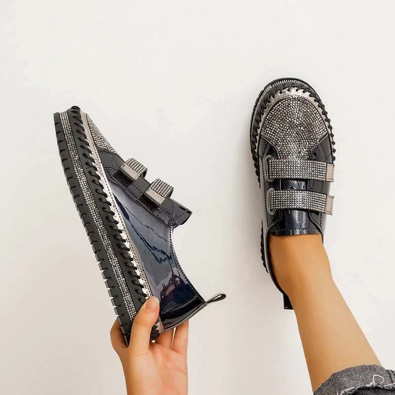 Nuheel® Woman Women Rhinestone Casual Daily Magic Tape Sneakers Thick Lazy Flat Shoes 7 Nuheel® Woman Women Rhinestone Casual Daily Magic Tape Sneakers Thick Lazy Flat Shoes