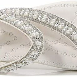 Nuheel® Women Rhinestone Sandals T-Strap Buckle Bohemian Pearl Crystal Flat Sandals