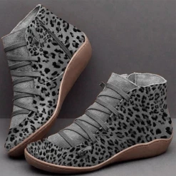 Nuheel® Women's Animal Printed Round Toe Boots Comfort Shoes Cowboy Western Flat Heel Booties