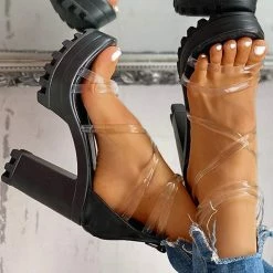 Nuheel® Women's Open Toe Sandals Summer Wedding Dress Heels Sandals Ankle Strap Chunky High Pump Shoes Woman