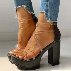 Nuheel® Women's Open Toe Sandals Summer Wedding Dress Heels Sandals Ankle Strap Chunky High Pump Shoes Woman