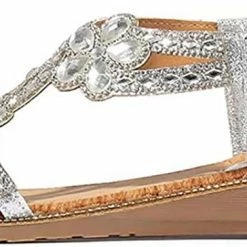 Nuheel® Women's T-Strap Beaded Flower Rhinestone Flat Sandals Dress Beach Shoes 28 Nuheel® Women's T-Strap Beaded Flower Rhinestone Flat Sandals Dress Beach Shoes