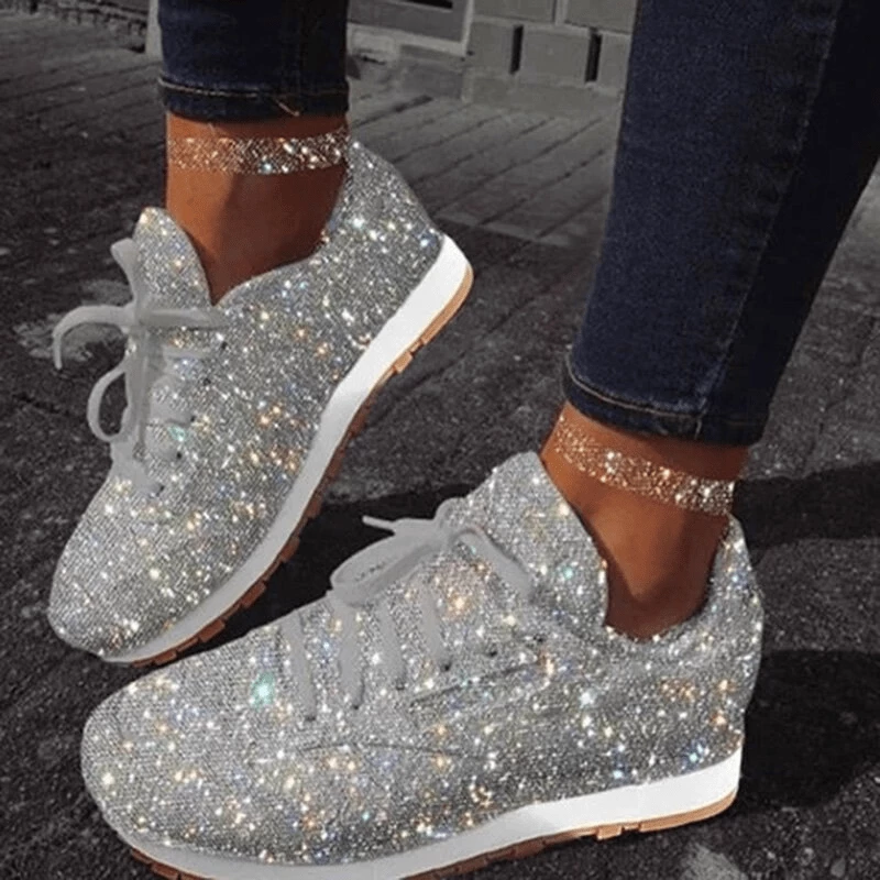 Nuheel® Women's Trainers Athletic Shoes Muffin Rhinestone Crystal Sneakers Sequins Bling Bling Sneakers Woman 4 Nuheel® Women's Trainers Athletic Shoes Muffin Rhinestone Crystal Sneakers Sequins Bling Bling Sneakers Woman