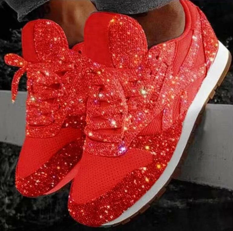 Nuheel® Women's Trainers Athletic Shoes Muffin Rhinestone Crystal Sneakers Sequins Bling Bling Sneakers Woman 15 Nuheel® Women's Trainers Athletic Shoes Muffin Rhinestone Crystal Sneakers Sequins Bling Bling Sneakers Woman