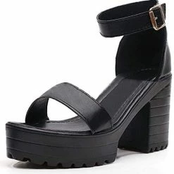 Nuheel® Womens Platform Sandals Chunky Heel Open Toe Strap High Heeled Dress Pumps