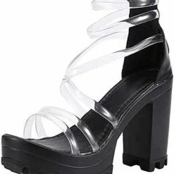 Nuheel® Womens Platform Sandals Chunky Heel Open Toe Strap High Heeled Dress Pumps