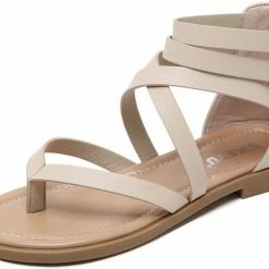 Nuheel® Woman Women Summer Gladiator Sandals Rhinestone Slingback Flat Sandals