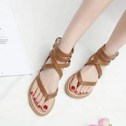 Nuheel® Woman Women Summer Gladiator Sandals Rhinestone Slingback Flat Sandals