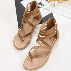 Nuheel® Woman Women Summer Gladiator Sandals Rhinestone Slingback Flat Sandals