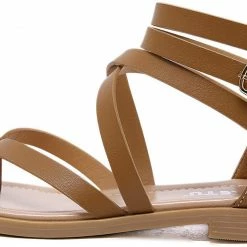 Nuheel® Woman Women Summer Gladiator Sandals Rhinestone Slingback Flat Sandals