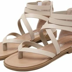 Nuheel® Woman Women Summer Gladiator Sandals Rhinestone Slingback Flat Sandals