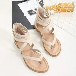 Nuheel® Woman Women Summer Gladiator Sandals Rhinestone Slingback Flat Sandals