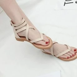 Nuheel® Woman Women Summer Gladiator Sandals Rhinestone Slingback Flat Sandals