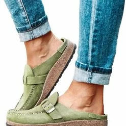 Nuheel® Womens Boston Soft Footbed Clogs Mules Suede Slip On Leather Clogs Woman