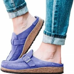 Nuheel® Womens Boston Soft Footbed Clogs Mules Suede Slip On Leather Clogs Woman