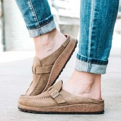 Nuheel® Womens Boston Soft Footbed Clogs Mules Suede Slip On Leather Clogs Woman