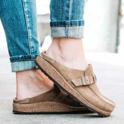 Nuheel® Womens Boston Soft Footbed Clogs Mules Suede Slip On Leather Clogs Woman