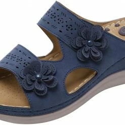Nuheel® Womens Casual Sommer Sandals Comfy Foot Massage Slippers Boho Handmade Flower Wedges Walking Shoes 65 Nuheel® Womens Casual Sommer Sandals Comfy Foot Massage Slippers Boho Handmade Flower Wedges Walking Shoes