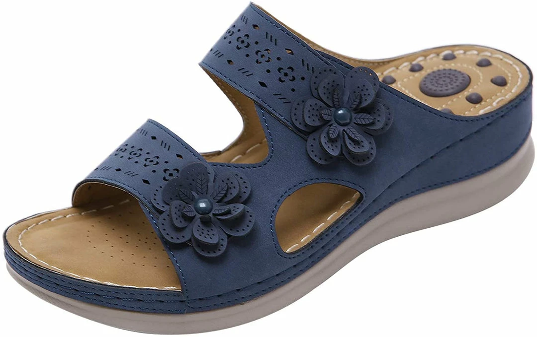 Nuheel® Womens Casual Sommer Sandals Comfy Foot Massage Slippers Boho Handmade Flower Wedges Walking Shoes 24 Nuheel® Womens Casual Sommer Sandals Comfy Foot Massage Slippers Boho Handmade Flower Wedges Walking Shoes