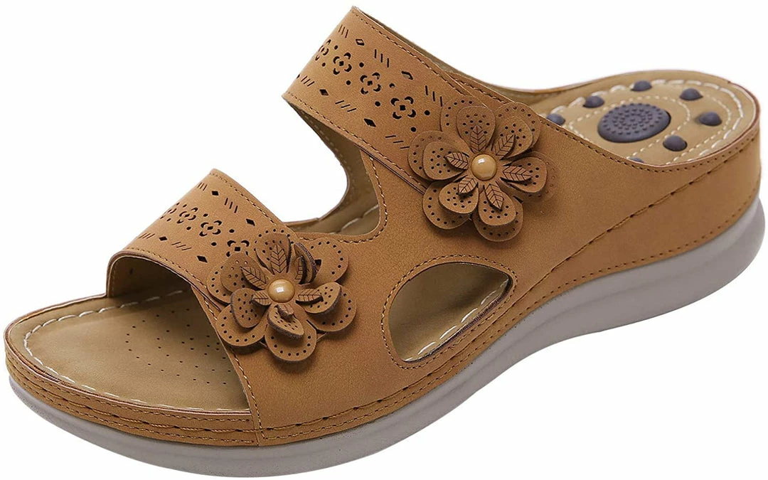 Nuheel® Womens Casual Sommer Sandals Comfy Foot Massage Slippers Boho Handmade Flower Wedges Walking Shoes 10 Nuheel® Womens Casual Sommer Sandals Comfy Foot Massage Slippers Boho Handmade Flower Wedges Walking Shoes
