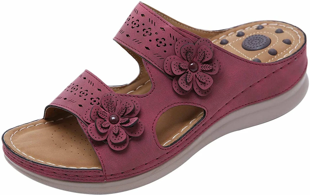 Nuheel® Womens Casual Sommer Sandals Comfy Foot Massage Slippers Boho Handmade Flower Wedges Walking Shoes 3 Nuheel® Womens Casual Sommer Sandals Comfy Foot Massage Slippers Boho Handmade Flower Wedges Walking Shoes