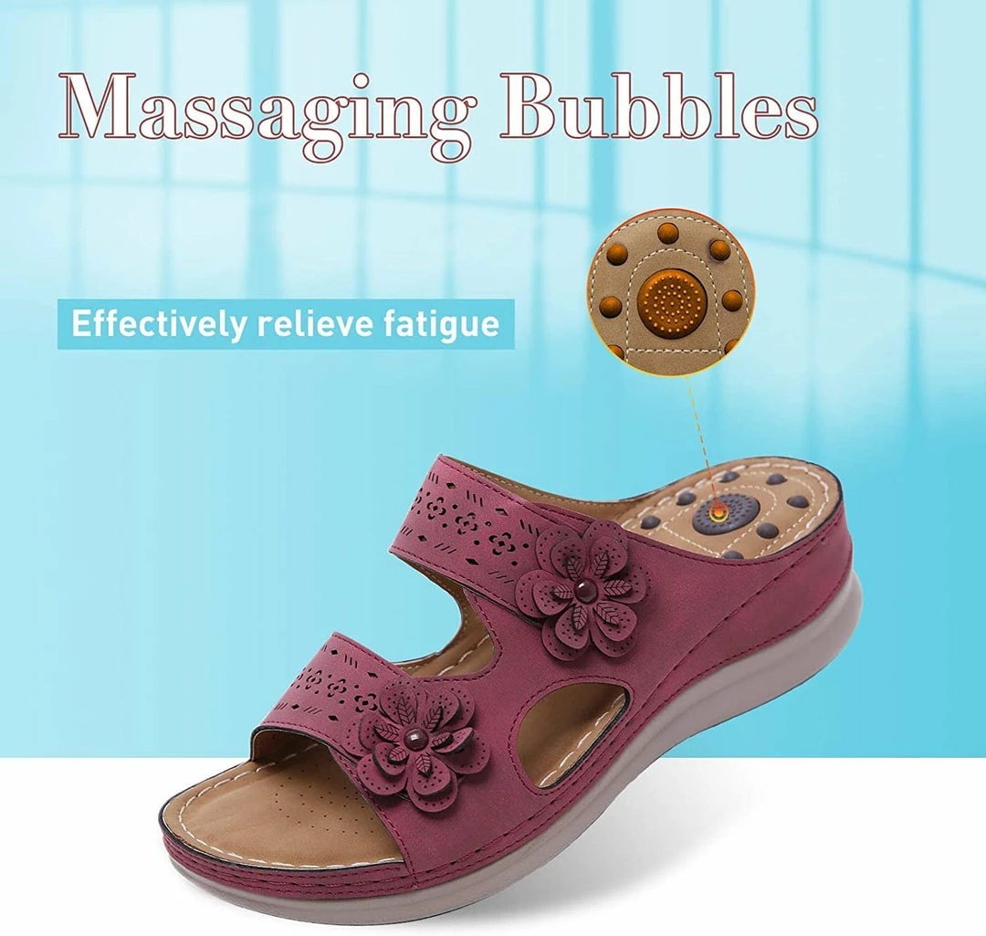Nuheel® Womens Casual Sommer Sandals Comfy Foot Massage Slippers Boho Handmade Flower Wedges Walking Shoes 5 Nuheel® Womens Casual Sommer Sandals Comfy Foot Massage Slippers Boho Handmade Flower Wedges Walking Shoes