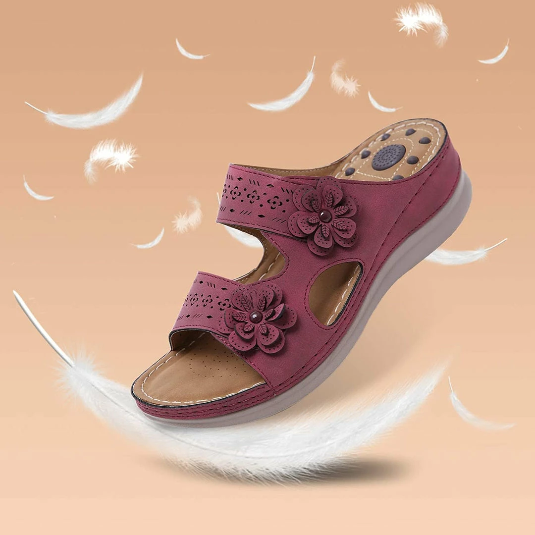 Nuheel® Womens Casual Sommer Sandals Comfy Foot Massage Slippers Boho Handmade Flower Wedges Walking Shoes 6 Nuheel® Womens Casual Sommer Sandals Comfy Foot Massage Slippers Boho Handmade Flower Wedges Walking Shoes