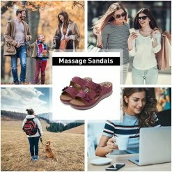 Nuheel® Womens Casual Sommer Sandals Comfy Foot Massage Slippers Boho Handmade Flower Wedges Walking Shoes 50 Nuheel® Womens Casual Sommer Sandals Comfy Foot Massage Slippers Boho Handmade Flower Wedges Walking Shoes